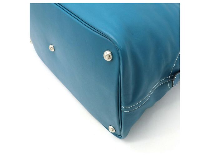 Borsa Boston Hermès Bolide Relax 45 in pelle blu - vista 3