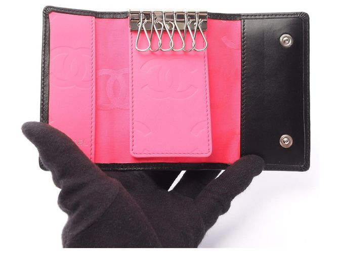 Chanel Cambon Line Leather Key Case Black - view 6