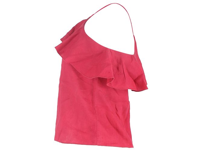 Top de un hombro Etoile Isabel Marant en lino rosa - vista 2