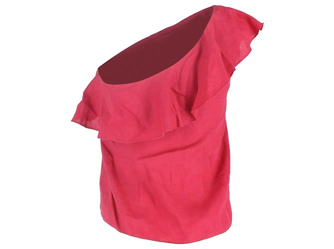 Top de un hombro Etoile Isabel Marant en lino rosa - vista 3
