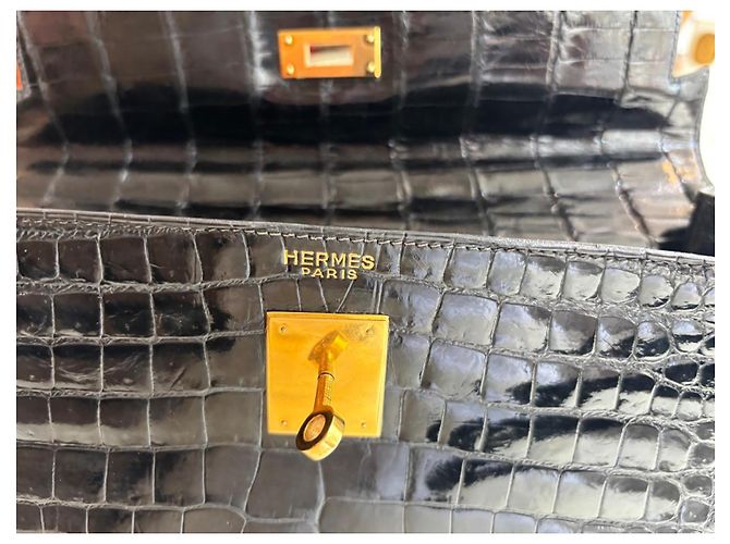 Borsa Hermès, modello Kelly Crocodile Nero. - vista 4
