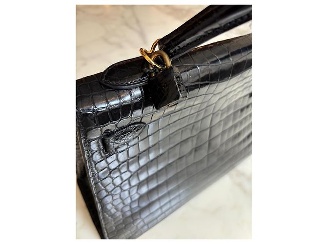 Borsa Hermès, modello Kelly Crocodile Nero. - vista 6