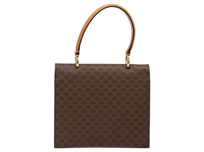Céline Borsa a mano in tela Macadam CELINE in pelle PVC marrone oro Auth 138386 D'oro - vista 2