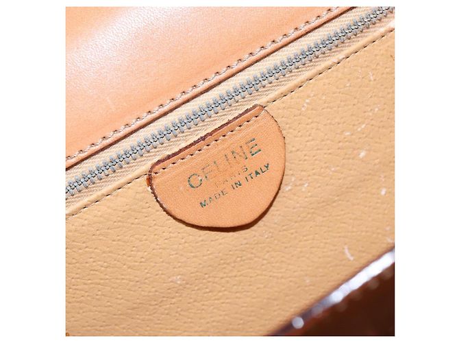 Céline Borsa a mano in tela Macadam CELINE in pelle PVC marrone oro Auth 138386 D'oro - vista 20