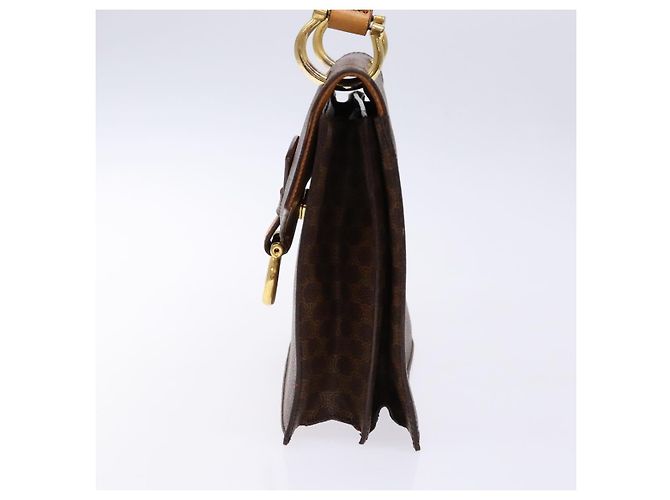Céline Borsa a mano in tela Macadam CELINE in pelle PVC marrone oro Auth 138386 D'oro - vista 4