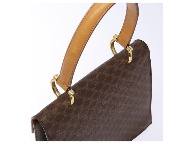 Céline Borsa a mano in tela Macadam CELINE in pelle PVC marrone oro Auth 138386 D'oro - vista 6