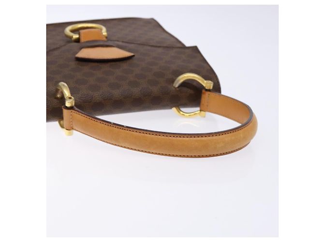Céline Borsa a mano in tela Macadam CELINE in pelle PVC marrone oro Auth 138386 D'oro - vista 7