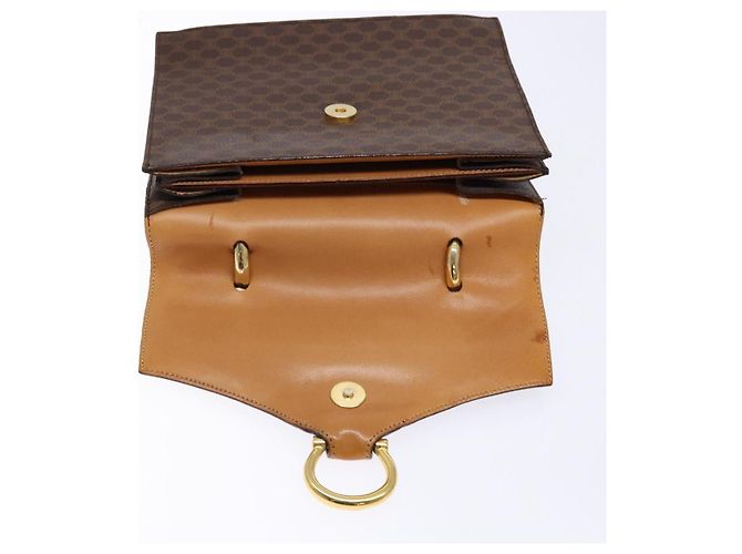 Céline Borsa a mano in tela Macadam CELINE in pelle PVC marrone oro Auth 138386 D'oro - vista 8