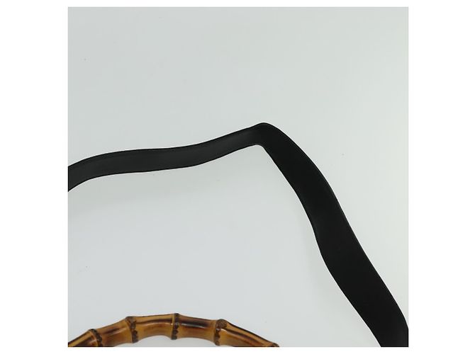 Borsa a mano in pelle GUCCI Bamboo 2way Nera Oro 001 2123 1577 Auth 135785 Nero D'oro - vista 15