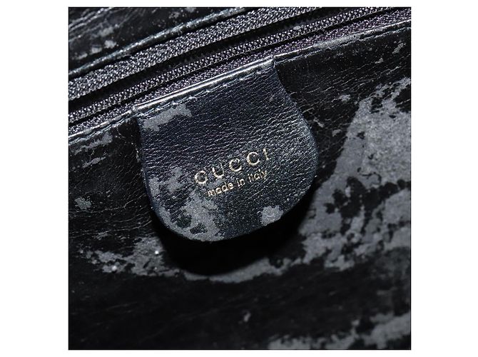 Borsa a mano in pelle GUCCI Bamboo 2way Nera Oro 001 2123 1577 Auth 135785 Nero D'oro - vista 19