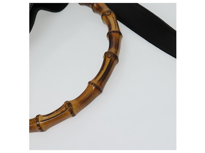 Borsa a mano in pelle GUCCI Bamboo 2way Nera Oro 001 2123 1577 Auth 135785 Nero D'oro - vista 7