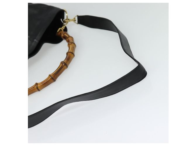 Borsa a mano in pelle GUCCI Bamboo 2way Nera Oro 001 2123 1577 Auth 135785 Nero D'oro - vista 8