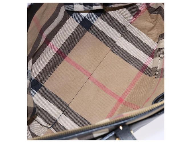 Bolso tote de cuero beige con estampado Nova Check Burberry oro Auth 138125 - vista 11