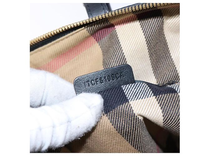 Bolso tote de cuero beige con estampado Nova Check Burberry oro Auth 138125 - vista 12
