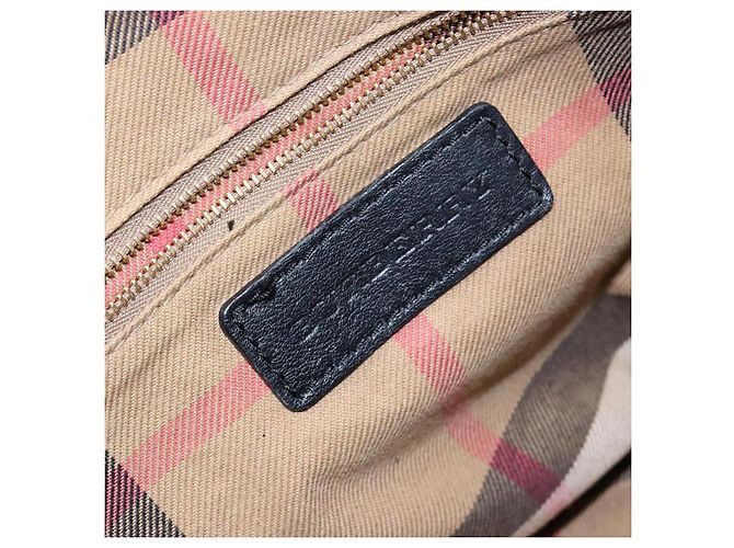 Bolso tote de cuero beige con estampado Nova Check Burberry oro Auth 138125 - vista 19
