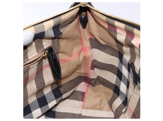 Bolso tote de cuero beige con estampado Nova Check Burberry oro Auth 138125 - vista 20