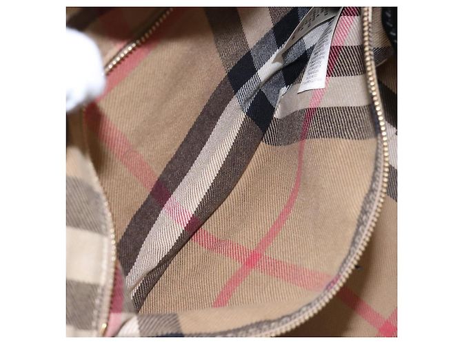 Bolso tote de cuero beige con estampado Nova Check Burberry oro Auth 138125 - vista 22