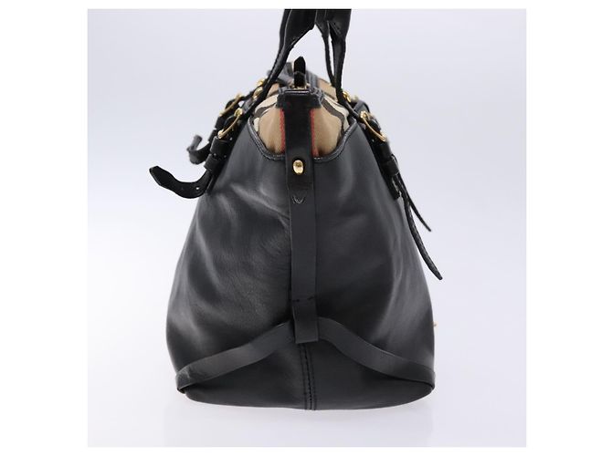 Bolso tote de cuero beige con estampado Nova Check Burberry oro Auth 138125 - vista 4