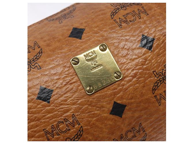 Borsa a Spalla MCM Logogram Vicetos in Pelle PVC Marrone Oro Auth th6240 D'oro - vista 12