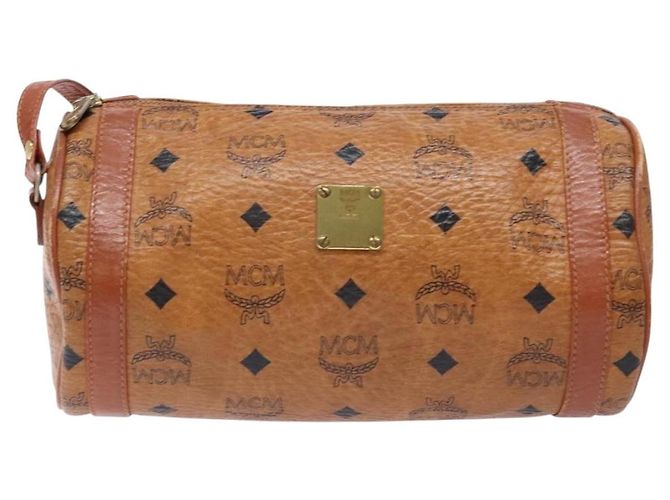 Borsa a Spalla MCM Logogram Vicetos in Pelle PVC Marrone Oro Auth th6240 D'oro - vista 13