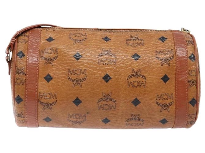 Borsa a Spalla MCM Logogram Vicetos in Pelle PVC Marrone Oro Auth th6240 D'oro - vista 2