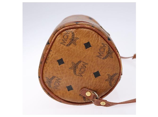 Borsa a Spalla MCM Logogram Vicetos in Pelle PVC Marrone Oro Auth th6240 D'oro - vista 3