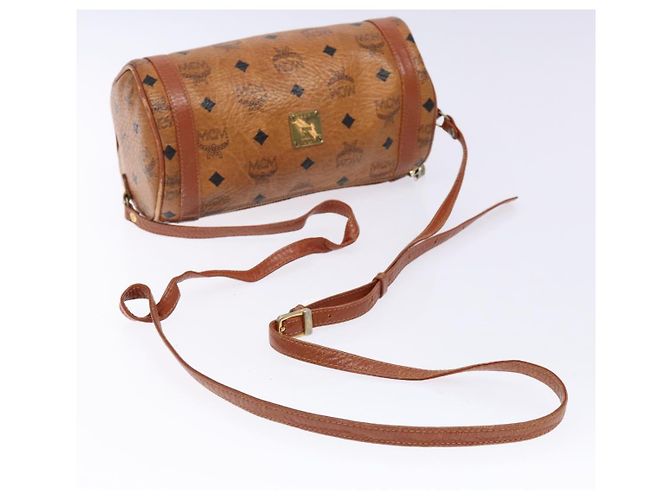Borsa a Spalla MCM Logogram Vicetos in Pelle PVC Marrone Oro Auth th6240 D'oro - vista 7