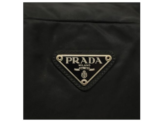 PRADA Borsa a mano in nylon nero argento Auth 137647 - vista 18