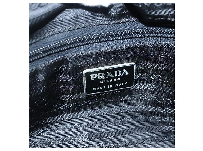 PRADA Borsa a mano in nylon nero argento Auth 137647 - vista 19