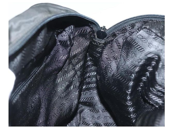 PRADA Borsa a mano in nylon nero argento Auth 137647 - vista 20