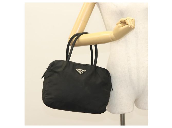 PRADA Borsa a mano in nylon nero argento Auth 137647 - vista 23