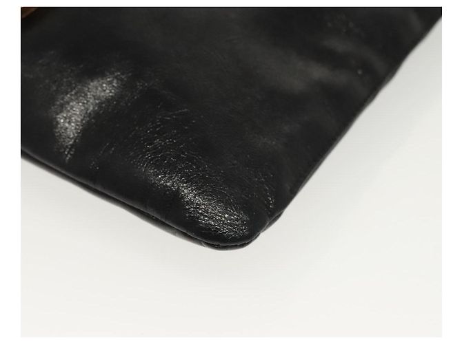 PRADA Borsa a Spalla con Catena Pelle Nera Oro Auth 129605 Nero D'oro - vista 14