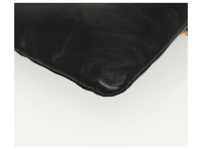 PRADA Borsa a Spalla con Catena Pelle Nera Oro Auth 129605 Nero D'oro - vista 15
