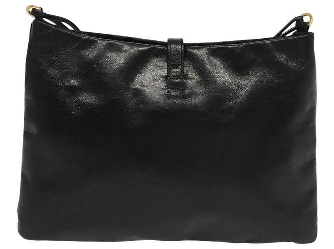 PRADA Borsa a Spalla con Catena Pelle Nera Oro Auth 129605 Nero D'oro - vista 2