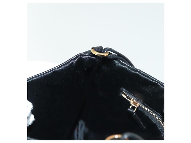 PRADA Borsa a Spalla con Catena Pelle Nera Oro Auth 129605 Nero D'oro - vista 20