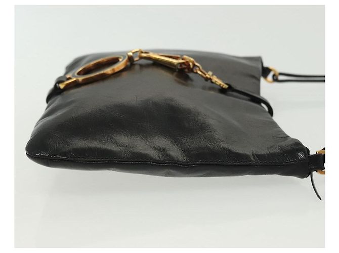 PRADA Borsa a Spalla con Catena Pelle Nera Oro Auth 129605 Nero D'oro - vista 3