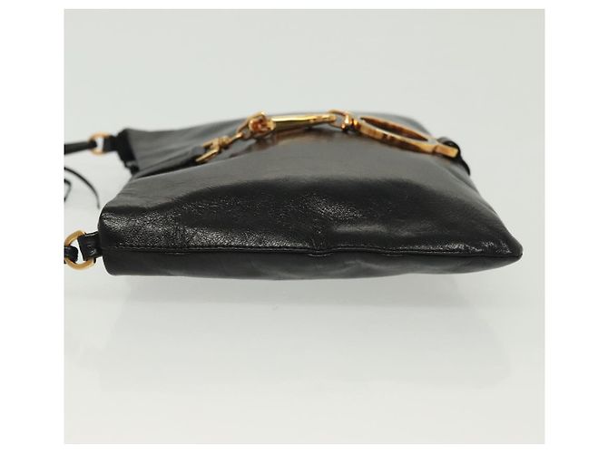 PRADA Borsa a Spalla con Catena Pelle Nera Oro Auth 129605 Nero D'oro - vista 4