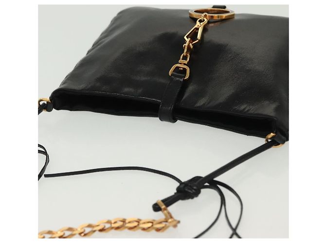 PRADA Borsa a Spalla con Catena Pelle Nera Oro Auth 129605 Nero D'oro - vista 6