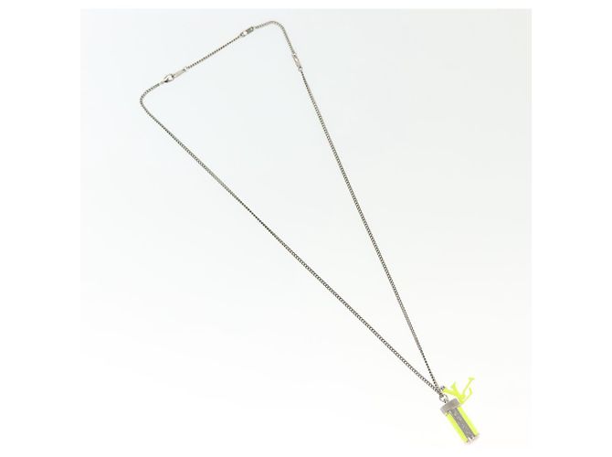COLLANA LV FLUO LOUIS VUITTON Metallo Giallo Argento MP2143 LV Auth 137309 - vista 2