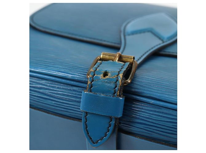 LOUIS VUITTON Borsa a Spalla Cartouchiere MM Epi Blu M52245 LV Auth 136888 - vista 10