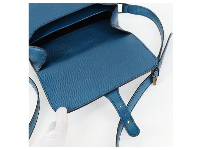 LOUIS VUITTON Borsa a Spalla Cartouchiere MM Epi Blu M52245 LV Auth 136888 - vista 19