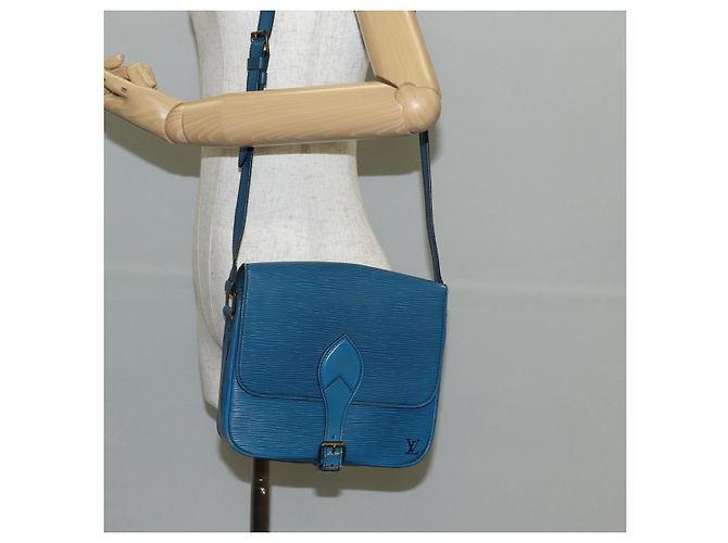 LOUIS VUITTON Borsa a Spalla Cartouchiere MM Epi Blu M52245 LV Auth 136888 - vista 25