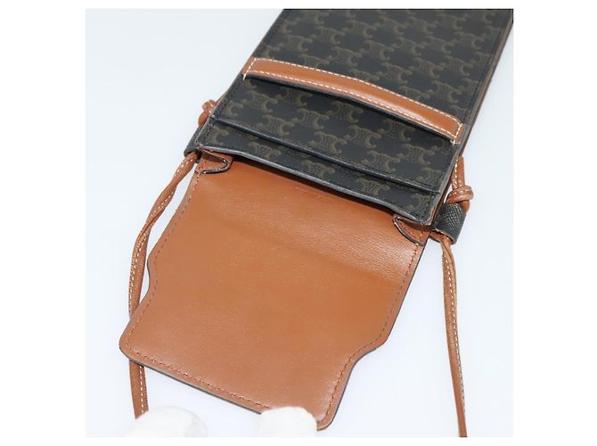 Céline CELINE Borsa a spalla per cellulare Triomphe PVC Nera Auth 138351 Nero - vista 10