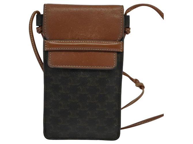 Céline CELINE Borsa a spalla per cellulare Triomphe PVC Nera Auth 138351 Nero - vista 13