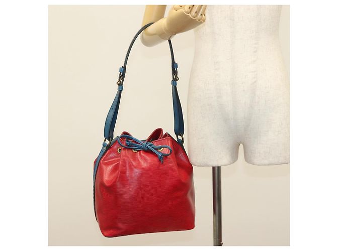 Noe LOUIS VUITTON Borsa a Spalla Petit Noé Epi Rosso Castigliano Blu LV Auth 137359 - vista 21