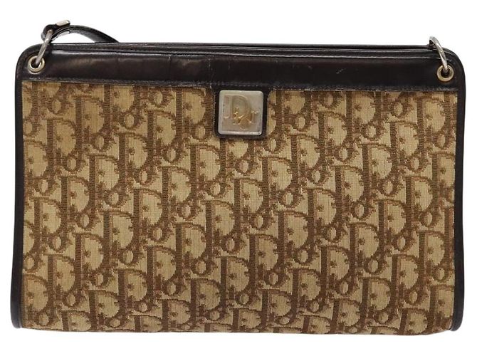 Borsa a Spalla in Tela Trotter Christian Dior Marrone Oro Auth 138805 D'oro - vista 13