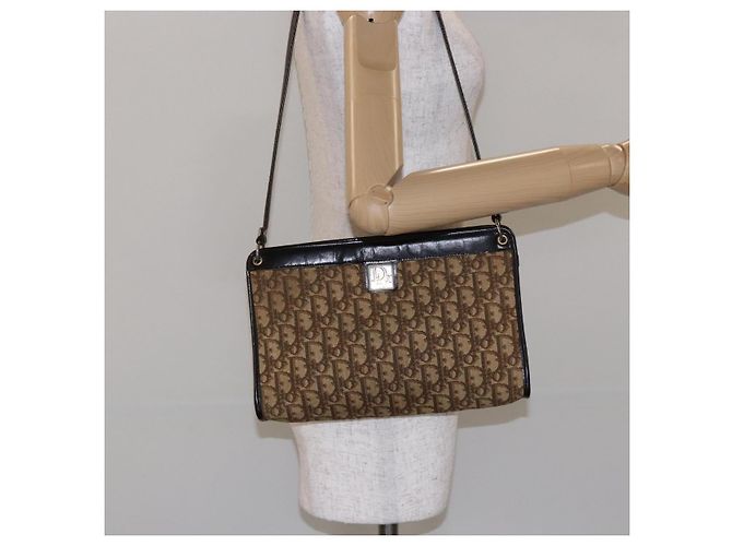 Borsa a Spalla in Tela Trotter Christian Dior Marrone Oro Auth 138805 D'oro - vista 19