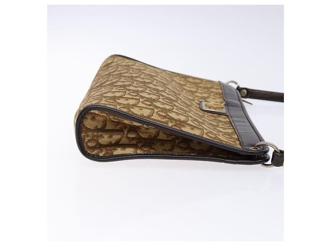 Borsa a Spalla in Tela Trotter Christian Dior Marrone Oro Auth 138805 D'oro - vista 3