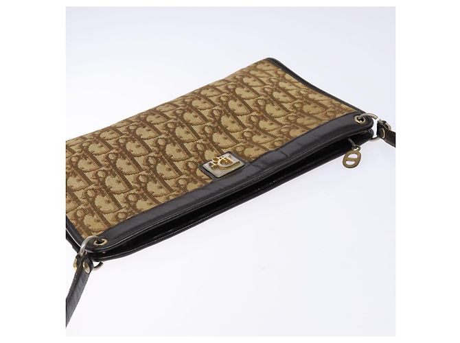 Borsa a Spalla in Tela Trotter Christian Dior Marrone Oro Auth 138805 D'oro - vista 6
