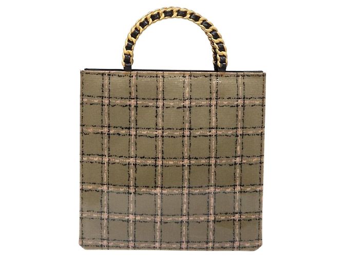 CHANEL Bolso de Mano Cadena Esmalte Beige Oro CC Auth 138791 Dorado - vista 13